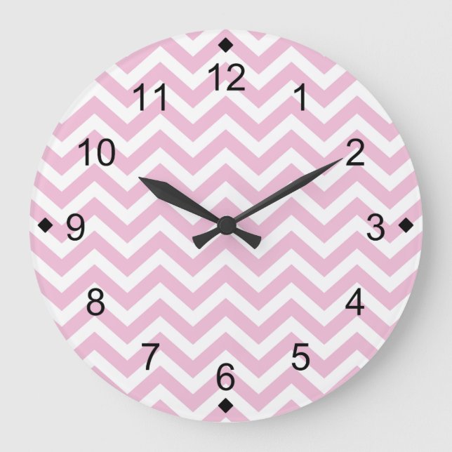 Reloj Redondo Grande Chevron rosado (Anverso)