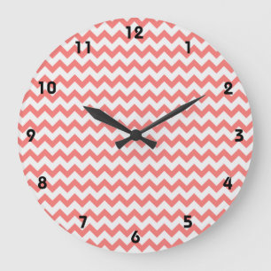 Reloj Redondo Grande Chevron rosado coralino
