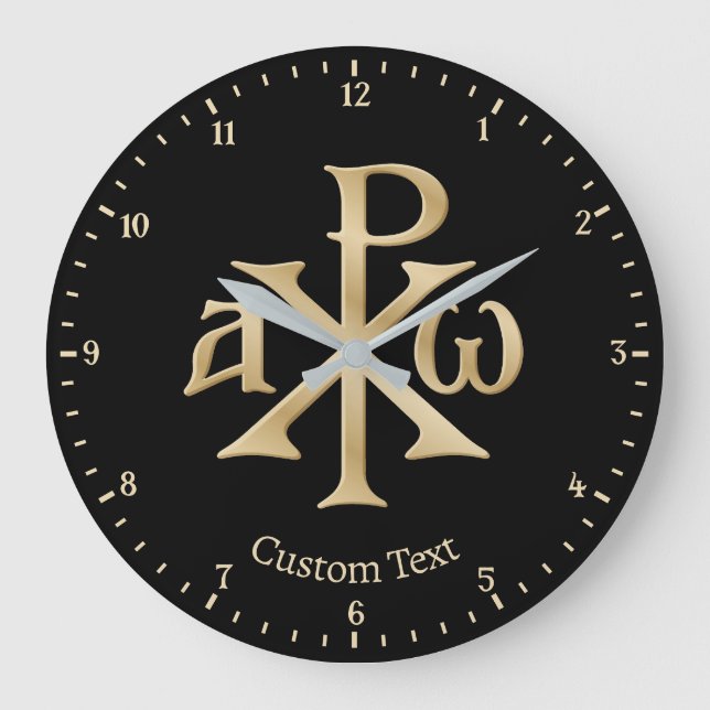 Reloj Redondo Grande Chi Rho Christogram Wall Clock (Anverso)