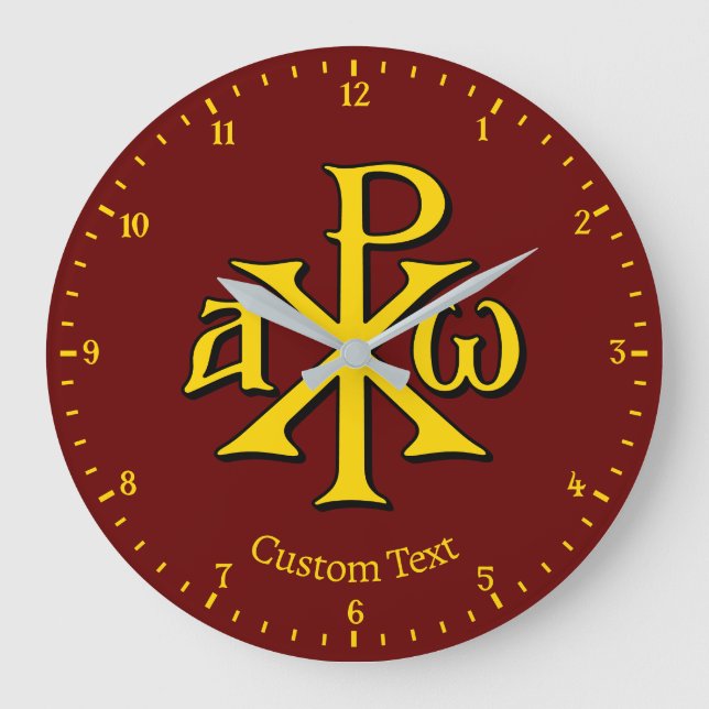 Reloj Redondo Grande Chi Rho Christogram Wall Clock (Anverso)