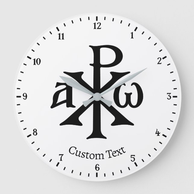 Reloj Redondo Grande Chi Rho Christogram Wall Clock (Anverso)