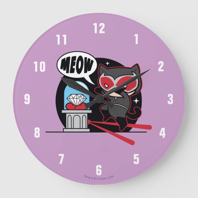 Reloj Redondo Grande Chibi Catwoman Stealing A Diamond (Anverso)