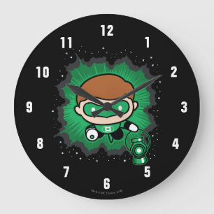 Reloj Redondo Grande Chibi Green Lantern Flying Through Space