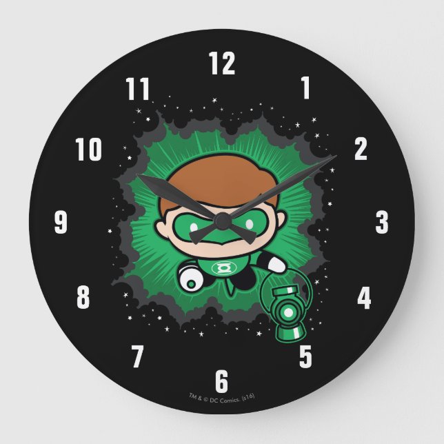 Reloj Redondo Grande Chibi Green Lantern Flying Through Space (Anverso)