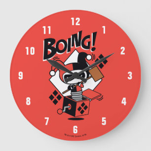 Reloj Redondo Grande Chibi Harley-Quinn-In-A-Box Con Martillo