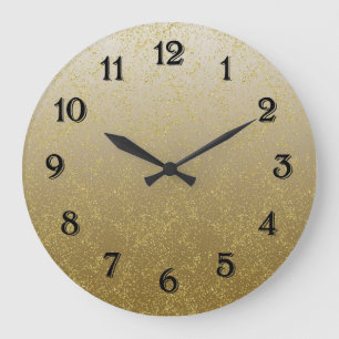 Reloj Redondo Grande Chic Destellos de Confeti Dorado