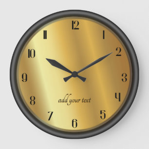 Reloj Redondo Grande Chic Oro y Efecto Negro Personalizado