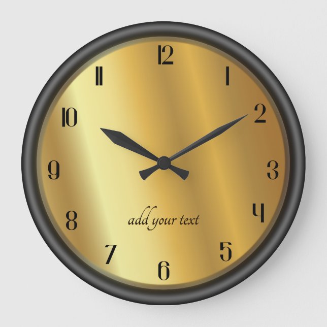 Reloj Redondo Grande Chic Oro y Efecto Negro Personalizado (Anverso)
