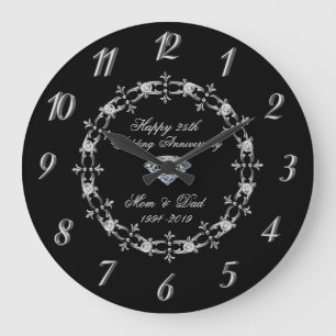 Reloj Redondo Grande Chic Silver Diamonds 25 Aniversario de Boda