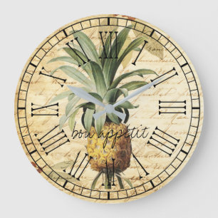 Reloj Redondo Grande Chic Vintage Piña Francés bon apetit rústico