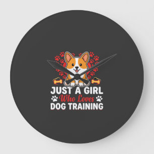 Reloj Redondo Grande Chica Ama Entrenamiento de Perros Corgi