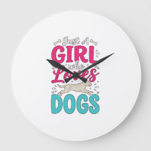 Reloj Redondo Grande Chica Ama Perros Tipografía Grabado Vintage Diseño