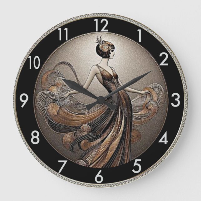 Reloj Redondo Grande Chica Art Deco (Anverso)