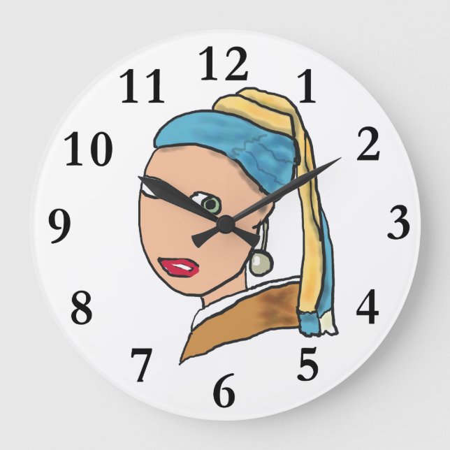 Reloj Redondo Grande Chica Con Una Perla (Anverso)