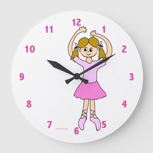 Reloj Redondo Grande Chica Cute Ballet (Anverso)