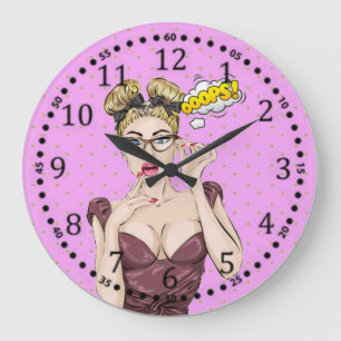 Reloj Redondo Grande Chica de arte pop