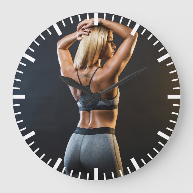 Reloj Redondo Grande Chica de Fitness femenino caliente (Anverso)