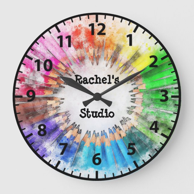 Reloj Redondo Grande Chica de habitación para niños artista de salón de (Anverso)