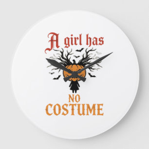 Reloj Redondo Grande Chica de Halloween No Tiene Disfraz de Calabaza