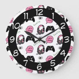 Reloj Redondo Grande Chica de jugador rosa y negro