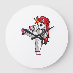 Reloj Redondo Grande Chica de Karate Unicornio Taekwondo Jiu Jitsu MMA