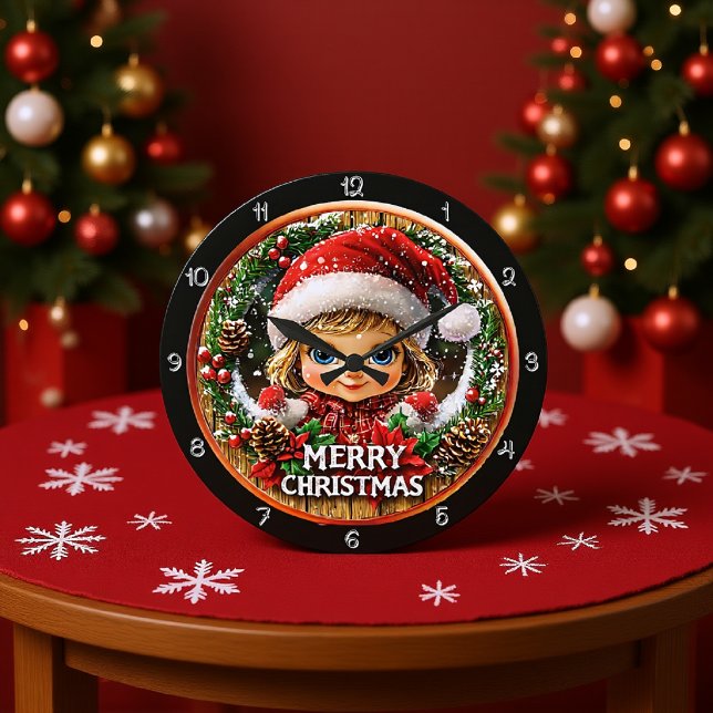 Reloj Redondo Grande Chica de Navidades cortos en Wreath (Subido por el creador)