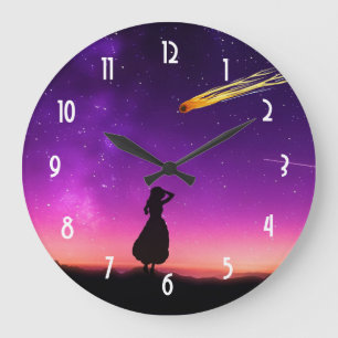Reloj Redondo Grande Chica De Silhouette Ve El Accidente Del Meteor En