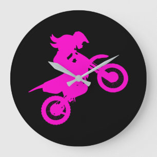 Reloj Redondo Grande Chica Dirt Bike