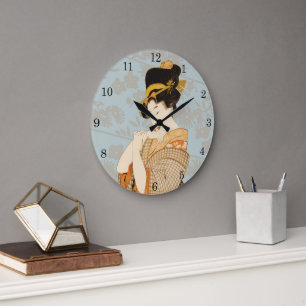 Reloj Redondo Grande Chica Geisha Japonesa Vintage que entretiene con K