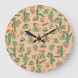 Reloj Redondo Grande Chica Gorra del Boho de Wall Clock