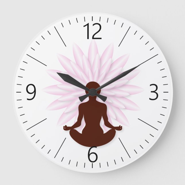 Reloj Redondo Grande Chica joven practicando yoga (Anverso)