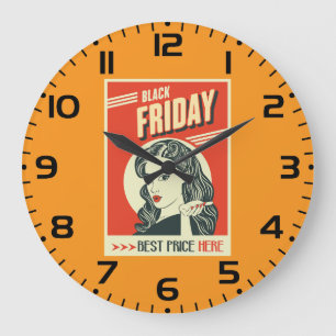 Reloj Redondo Grande Chica Pin-Up Retro Black Friday Pop Art