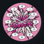 Reloj Redondo Grande CHICA POWER Comic Book Pop Art Pink<br><div class="desc">Relajados relojes pop de historietas de superhéroes de moda que seguro añaden un toque de color a una amplia gama de habitaciones alrededor de su casa u oficina. Una manera ideal de tratarte a ti mismo o a alguien que conozcas con estos geniales y únicos relojes de diseño de historietas....</div>