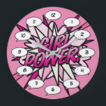 Reloj Redondo Grande CHICA POWER Comic Book Pop Art Pink<br><div class="desc">Relajados relojes pop de historietas de superhéroes de moda que seguro añaden un toque de color a una amplia gama de habitaciones alrededor de su casa u oficina. Una manera ideal de tratarte a ti mismo o a alguien que conozcas con estos geniales y únicos relojes de diseño de historietas....</div>