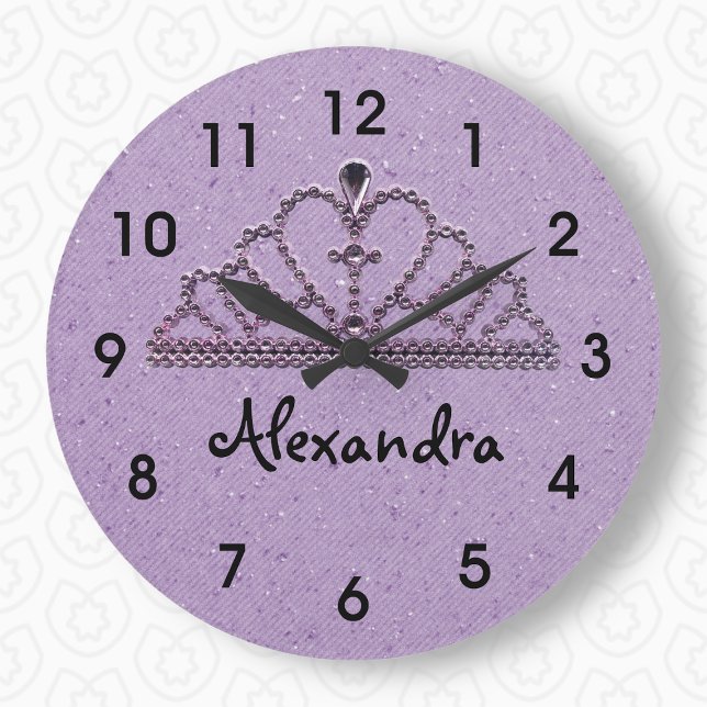 Reloj Redondo Grande Chica Purple Tiara Princess Wall Clock (Subido por el creador)