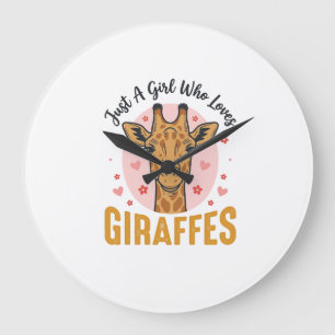 Reloj Redondo Grande Chica Que Ama Las Jirafas Diseño De Grabado Vintag