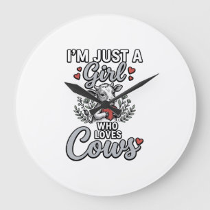 Reloj Redondo Grande Chica Que Ama Vacas Diseño De Camiseta De Vaca Bon