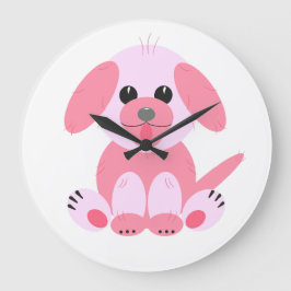 Reloj Redondo Grande Chica simple de cachorro perro Personalizado rosa