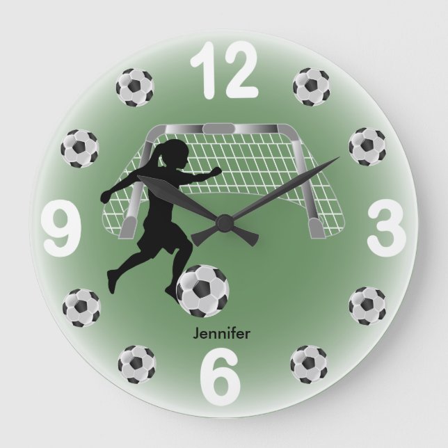 Reloj Redondo Grande Chica Soccer Ball Player (Anverso)