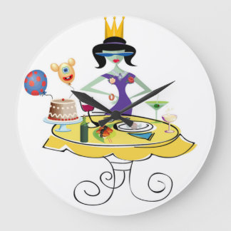 Reloj Redondo Grande chica solitario con mesa de fiesta