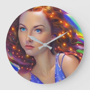Reloj Redondo Grande Chica soñado con luces arcoiris