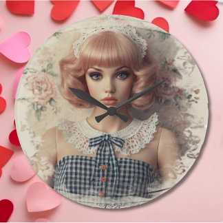Reloj Redondo Grande Chica Whimsical Vintage Dollcore