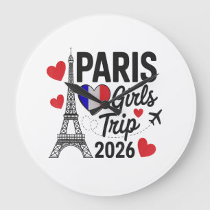 Reloj Redondo Grande Chicas con Estilo Viaje a París Reunión de Niños V