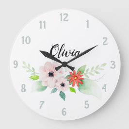 Reloj Redondo Grande Chicas cortan flores de color floral y nombran a n