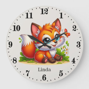 Reloj Redondo Grande Chicas cutáneos baby fox añadir nombre