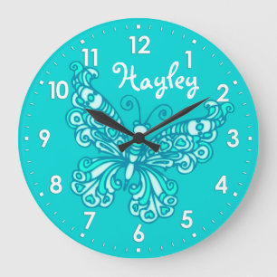 Reloj Redondo Grande Chicas de la planta de mariposa acuática habitació