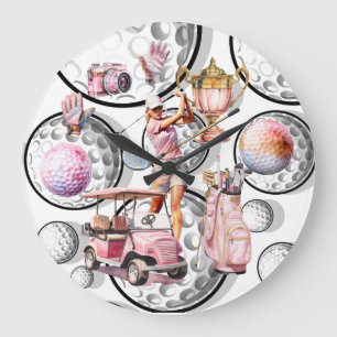 Reloj Redondo Grande Chicas Juegan Golf