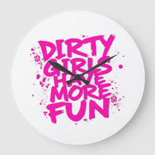 Reloj Redondo Grande Chicas Sucias Se Divierten Más Mudder Lodazal Chic