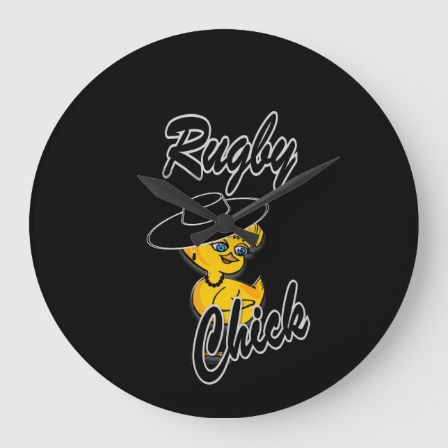 Reloj Redondo Grande Chick de rugby #4 (Anverso)