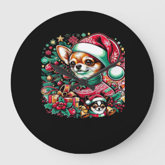 Reloj Redondo Grande Chihuahua Christmas Cheer! Classic T-Shirt